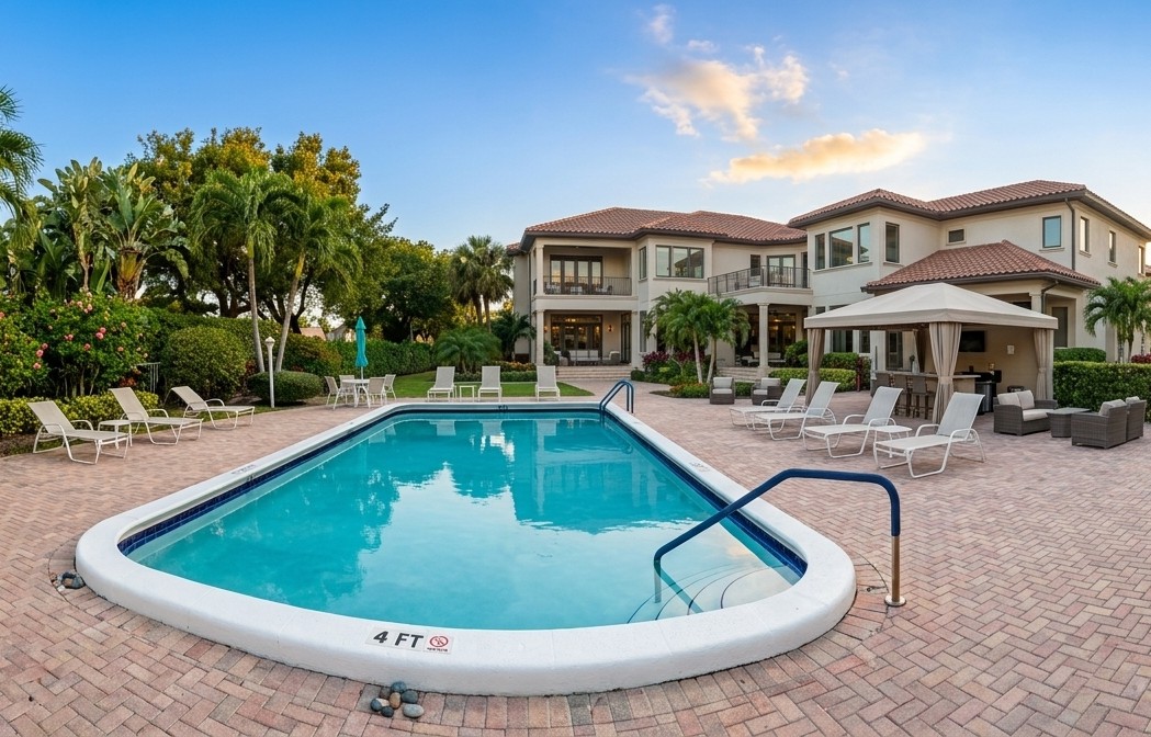 Clean, balanced swimming pool serviced by Pool Vice in South Florida