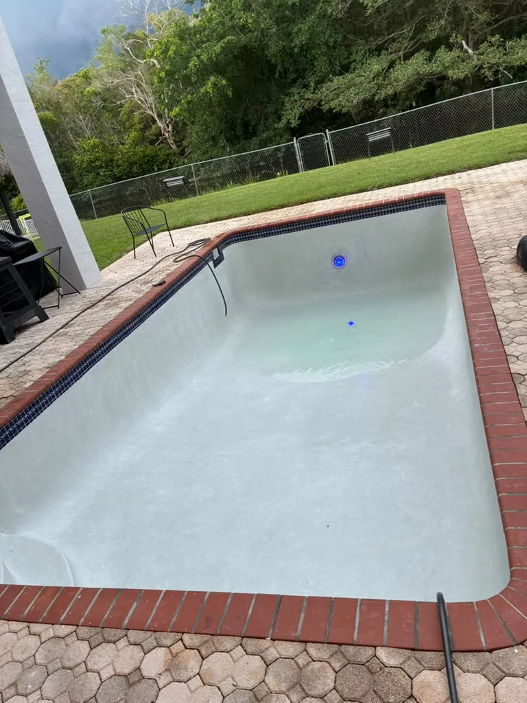 Fresh Diamond Brite pool finish filling with water